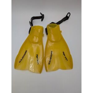 U.S. Divers Swim Fins Kids S/M 9-13 Yellow Rip Fin Open Heel Adjustable Snorkel